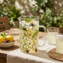 Artículo Jarra de cristal jarra decorativa limones y aceitunas de cristal Al. 17 cm
