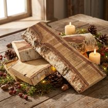 Artículo Bandeja de madera con decoración de corteza de árbol de abedul 25×10×2cm 4 piezas