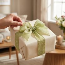 Artículo Cinta decorativa con purpurina, cinta ancha para envolver regalos, 55 mm de ancho, 15 m de largo.