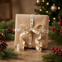 Artículo Cinta rizada sostenible blanca para regalo de Navidad "Ho Ho Ho" 10 mm 100 m