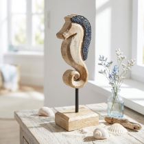 Artículo Decoración caballito de mar con perlas madera de mango decoración marítima 20cm