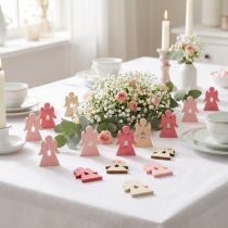 Artículo Ángel de madera para esparcir rosa, rosa, blanco 4cm 72 piezas