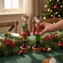 Artículo Figuras decorativas navideñas de ratón 14,5cm rojo-verde 2 piezas