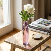 Artículo Jarrón alto para flores, decoración de botella morada, cristal, Ø6,5 cm, H30 cm