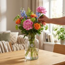 Artículo Jarrón de flores de cristal decorativo con cuello transparente Ø14,5cm H25cm