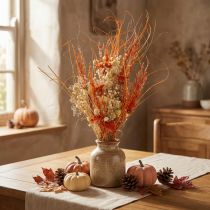 Artículo Ramo decorativo seco "Cardo y Milenrama" Naranja-Natural en Blanqueado, 55 cm, 150 g - Estilo Campestre