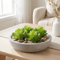 Artículo Planta suculenta artificial, verde, para decoración en cuenco o jarrón, 10 cm, 4 unidades.