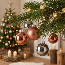 Artículo Bolas de cristal árbol Navidad plata albaricoque Ø4cm 24 piezas