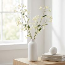 Artículo Rama decorativa de flor de manzano como flor artificial para dar un toque luminoso a la sala de estar, color crema, 108 cm, 2 piezas