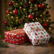 Artículo Papel de regalo rojo navideño, blanco 4 hojas en un juego 50 × 70cm