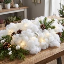 Artículo Copos de nieve decorativos algodón lana invierno blanco 200g