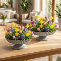 Artículo Plato metálico Tartera decorativa con pie Gris Ø14cm 2uds