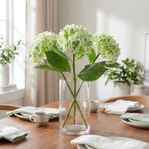 Artículo Hortensia artificial verde, blanco 68cm