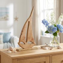 Artículo Decoración Velero Madera sobre Base Natural Marítimo H57,5cm