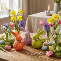 Artículo Conejitos de Pascua conejitos decorativos de cerámica coloridos 5,5×6×9,5cm 4 piezas