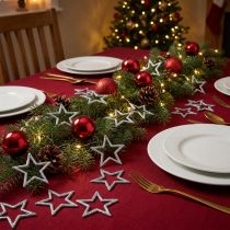 Artículo Estrellas decorativas poinsettias purpurina plateada 4,5cm 120uds