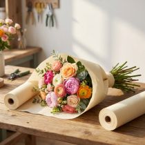 Artículo Crepe de flores crema champagne A10cm L250cm 2uds