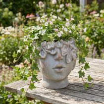 Artículo Maceta con aspecto de hormigón, jardinera frontal, busto, Al. 14 cm