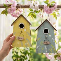 Artículo Decoración colgante decoración de primavera decoración de pajarera madera 19,5 cm 2 piezas