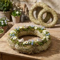 Artículo Coronas de heno, decoración de mesa, material natural, Ø 31-32 cm, juego de 5