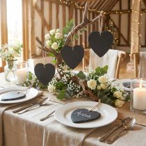 Artículo Corazón de pizarra corazón de pizarra para colgar negro 10cm 6ud