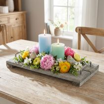 Artículo Decoración de mesa, bandeja decorativa de estilo shabby chic, bandeja con patas, decoración de madera de 40 cm.