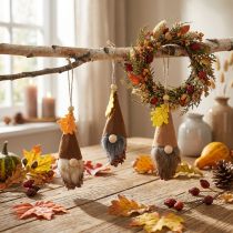 Artículo Colgante de gnomo de cono decoración de gnomo gnomo de otoño H10cm 6 piezas