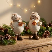 Artículo Figuras navideñas pájaro con sombrero beige 11,5x8x14cm 2ud
