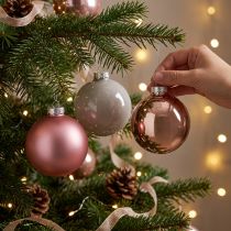 Artículo Bolas navideñas de cristal rosa grisáceo Ø7,5cm 14 uds