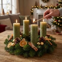 Artículo Velas lisas velas de palo verde oliva 34×240mm 4 piezas