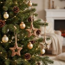 Artículo Colgantes de madera estrellas de madera adornos naturales para árboles de Navidad Ø4,5cm 8 piezas
