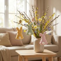 Artículo Conejito de Pascua para colgar, una linda decoración primaveral para interiores, 13 cm, 3 piezas