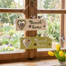 Artículo Decoración de ventana, decoración colgante, letrero de madera Sweet Home, 25 cm, 2 piezas