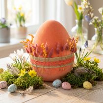 Artículo Huevo de pascua decoración huevo naranja albaricoque plastico flocado 20cm