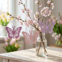 Artículo Deco mariposas percha decorativa violeta/rosa/rosa 12cm 12uds