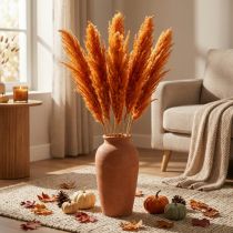 Artículo Hierba seca, junco, hierba decorativa, naranja, decoración otoñal, 70 cm, 10 piezas