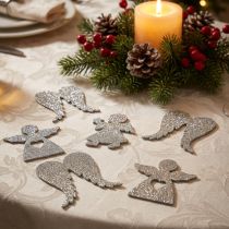 Artículo Decoración dispersa Decoración de ángel navideño brillo dorado H8cm 24 piezas