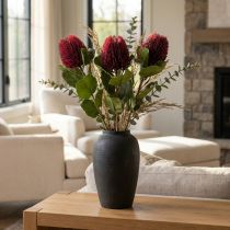 Artículo Flores artificiales, Banksia, Proteaceae rojo vino L58cm H6cm 3ud