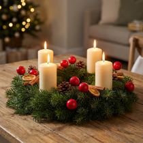 Artículo Mini adornos navideños artificiales de bayas rojas para decoración floral, 2 cm, 48 unidades.