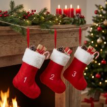 Artículo Calendario de adviento para llenar botas fieltro rojo blanco 155cm