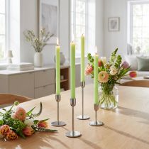 Artículo Velas cónicas teñidas de verde lima, 22×240 mm, 12 unidades