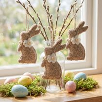 Artículo Adorno colgante de conejito de Pascua, accesorio decorativo ideal para decorar ventanas, 14 cm, 8 piezas