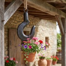Artículo Gancho decorativo de metal negro con cordón de yute H54cm