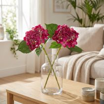 Artículo Hortensias Artificiales Rama Rosa Flor Hojas 43cm 2uds