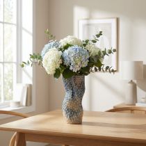 Artículo Jarrón decorativo coral de cerámica azul beige curvado H20cm
