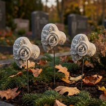 Artículo Lápida con forma de corazón, lápida conmemorativa en forma de rosa, piedra fundida de 5,5 cm, 6 unidades.