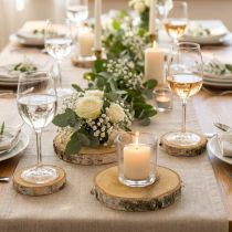 Artículo Rodajas redondas de abedul Ø11-13cm, 12 piezas - Decoración perfecta para bodas, manualidades, decoración de mesas