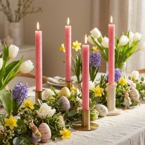 Artículo Velas de palo teñidas de rosa 34mm x 240mm 4 piezas