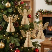 Artículo Ángel de papel decoración ángel navideño papel crema Al.12cm 4 piezas