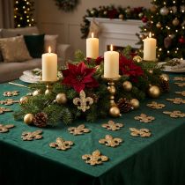 Artículo Decoración dispersa decoración de mesa de madera Lirio de Navidad dorado 4cm 72 piezas